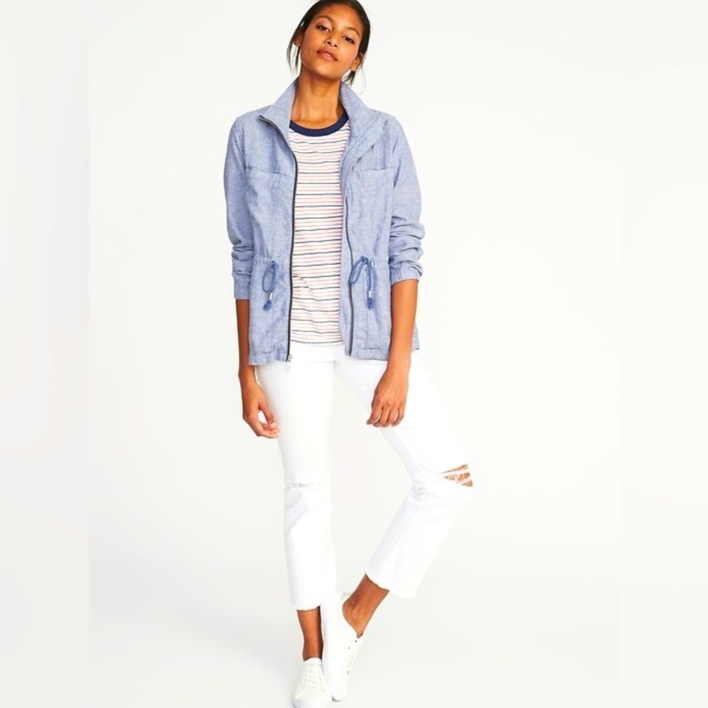 Old Navy Women’s Chambray Linen-blend Field Jacket - Picture 4 of 14